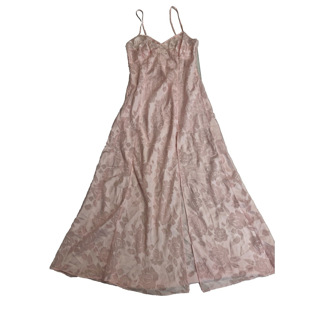 Vintage Victoria's Secret Gold Label Full Length Slit Slip Nightgown Sz M Pink